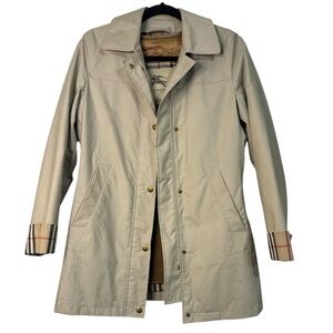 Burberry Kayla Trench Coat with Liner NovaCheck Sleeves Beige Women’s Size 4P